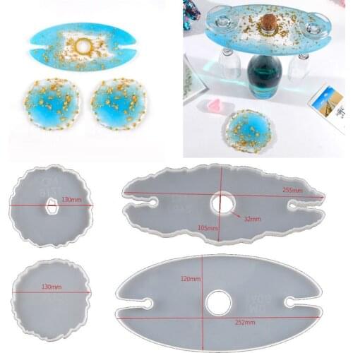 3Pcs Handmade Wine Glass Rock Epoxy Resin Mold Bottle Shelf Storage Coaster Resin Casting Tray Mould Tools Kit Art Craft