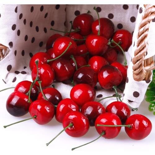 30Pcs Fake Cherry Artificial Fruit Model Simulation Cherry Ornament Craft Food Photography props Party Decor Home Decoration