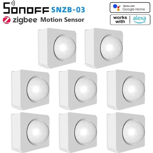 8Pcs SONOFF SNZB-03 ZigBee Motion Sensor Detect Motion Trigger Alarm Alert Notifaication For SONOFF ZigBee Bridge eWeLink APP