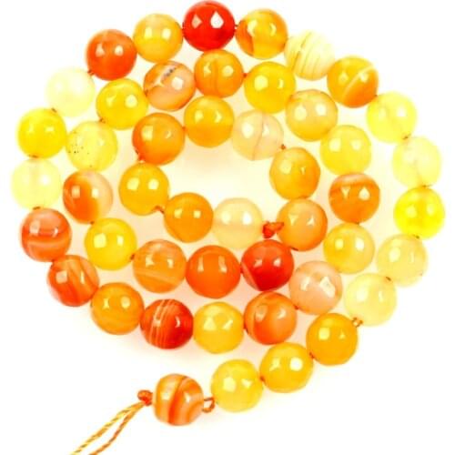 16"Strand Natural Stone Beads Faceted Yellow Striped Agates Round Loose Spacer Beads For Jewelry Making Bracelet 4-12mm