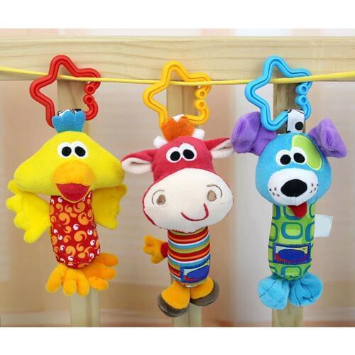 Baby Kids Rattle Toys Cartoon Animal Plush Hand Bell Baby Stroller Crib Hanging Rattles Infant Baby Toys Gifts