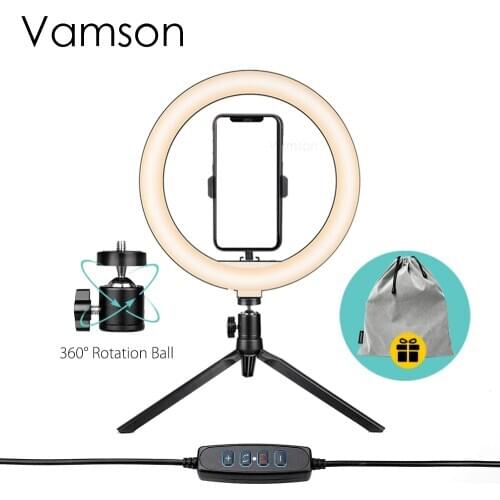 Vamson Dimmable LED Light Stand, YouTube Makeup Dimmable Video LED Light , for Shooting, Portrait, Vlog, Selfie Light VLS08A
