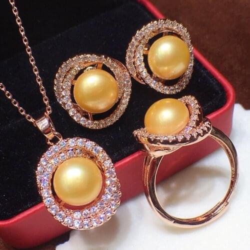 DIY Pendant Ring and Earrings Jewelry Set Base Mountings Settings Findings Jewelry Settings Parts for Pearls Beads Stones