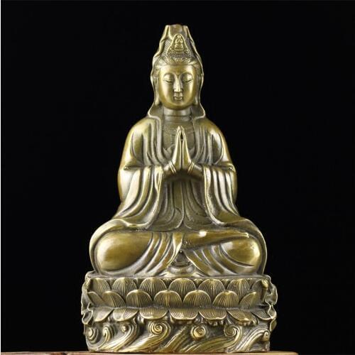 Guanyin copper Avalokiteshvara antique do old Kwan-yin figure blessing peace and security the statue of Buddha