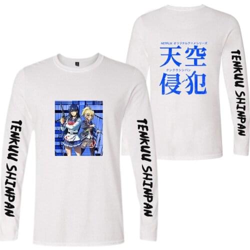 Sky Invasion Printing T-shirt Long Sleeve Harajuku Hip Hop Unisex T-shirt Summer Funny T-shirt Round Neck Informal T-shirt