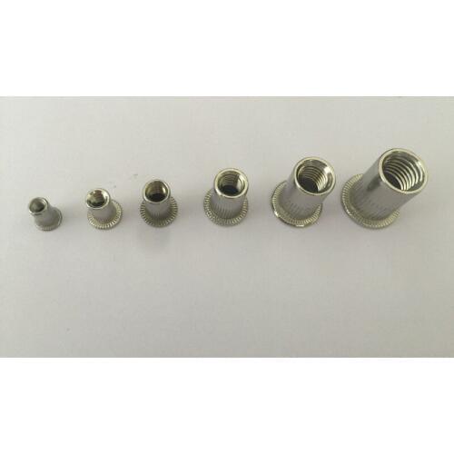100PCS M3/M4/M5/M6/M8/M10 Stainless steel pull rivet nut/flat column grain pull rivet nut/knurled head rivet nuts