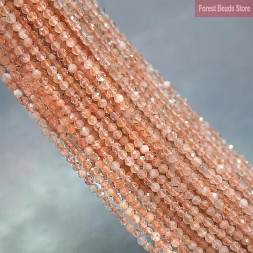 Faceted Yellow Sun Stone Round Loose Spacer Beads DIY Bracelet Accessories Natural Stone for Jewelry Making 15'' Inch 2mm/3mm