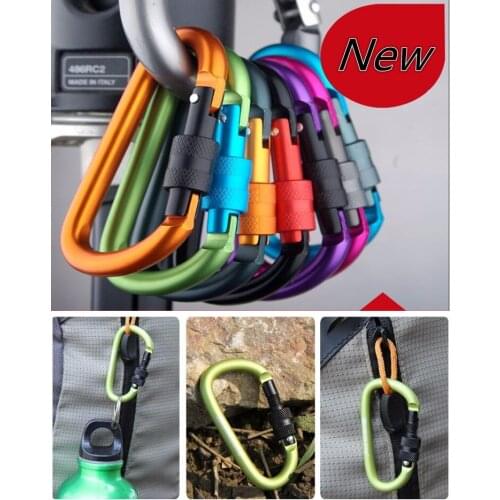 Carabiner Climbing 8cm Locking Type D Quickdraw Carabiner Buckle Buckle Hanging Aluminum Nut Backpack Buckle Keychain Hook