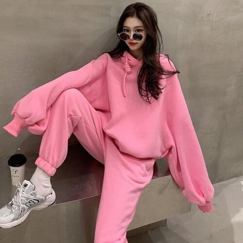 GUUZYUVIZ Oversized Outfit Women Pants Set Pullover Thick Velvet Warm Hoodies Sweatshirt High Waist Sweatpant 2 Piece Set Women