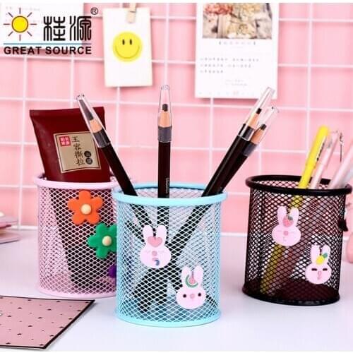 Lovely Pen Holder Stationeries Holder Metal Mesh Pencil Holder Colorful Metallic Lacquer