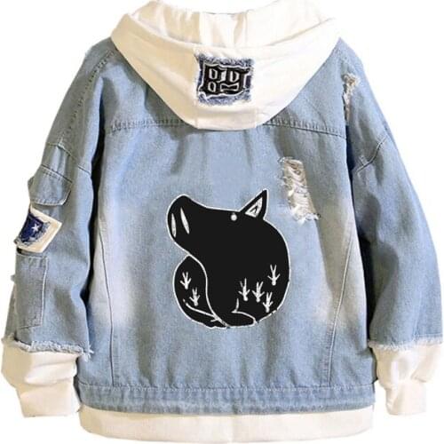 Anime The Seven Deadly Sins Coat Teens cowboy Cosplay Jacket Men Women Casual Denim Hooded Loose coat Cartoon Hooded