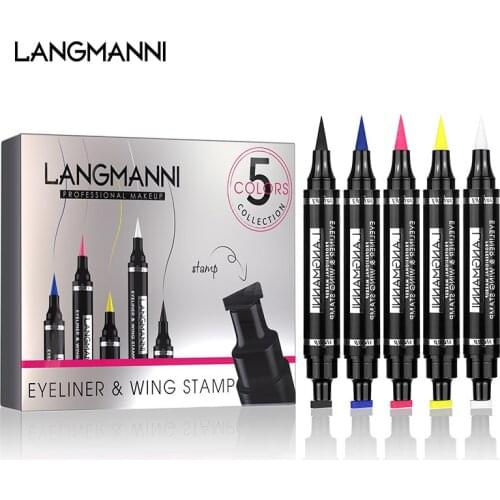 5PCS Double-headed Color Sealing Pen Set Quick-dry Long-lasting Waterproof Boxed Sealing Eyeliner Set Seal Liquid Eyeliner TSLM1