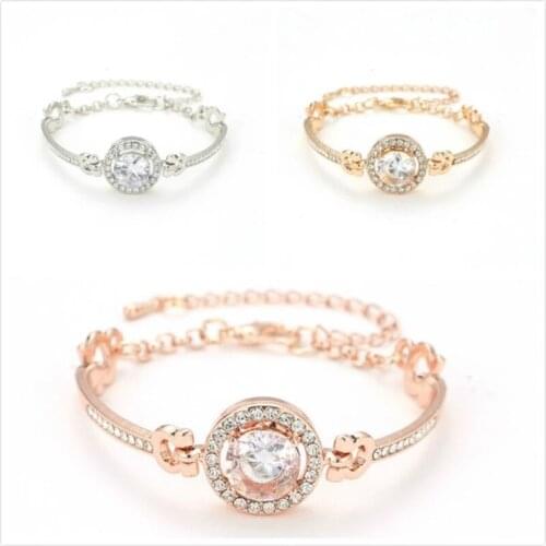 New Personality Noble Rhinestone Charm Bracelets Golden Rose Gold Married Bracelet Women Fashion Jewelry