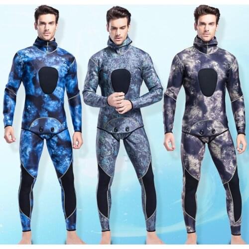 Outdoor Wading Hunting Suit Camouflage Suit High-Elastic Warm Diving Suit MenS Diving Suit Diving Snorkeling Split Swimwear