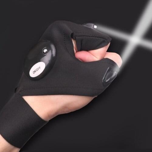 Outdoor Gear Fingerless Gloves with LED Flashlight Outdoor Tools Fishing Camping Hiking Survival Rescue Tool Left/Right Hand