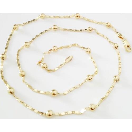 Gold Beads Necklace Yellow Gold Jewelry Necklac 55CM Long Necklace Designs for Women Fashion Jewelry Accessory