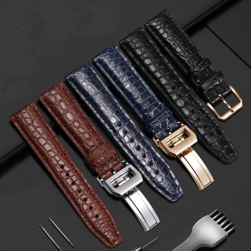 PEIYI Alligator leather strap black blue brown wristband Replacement mens watch band PORTUGIESER Series for IWC