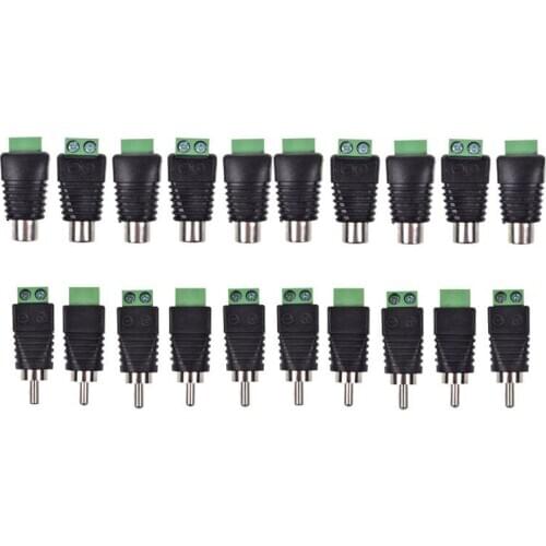 20-Pack Phono RCA Male and Female Plug to AV Screw Terminal Audio/Video Connector Adapter (10 Male & 10 Female)