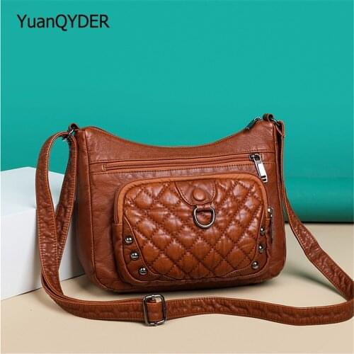 Casual Diamond Lattice Design Ladies Shoulder Bags Multifunctional Messenger Bag High Quality Leather Wallet Mobile Phone Bags