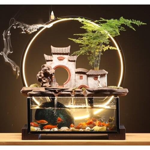 Water Furnishing Articles Circulating Water Fountain Landscape Fish Tank Sitting Room Fortune Office Desktop Desk Decor
