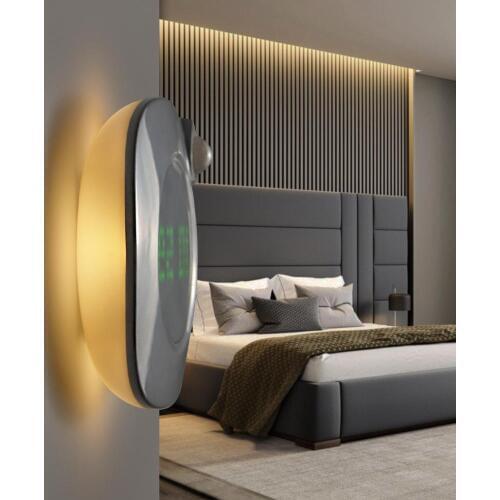 Bedside Wall Clock Night Lamp PIR Motion Sensor Lights USB Rechargeable Rotate Home Clock Toilet Bathroom Aisle Decor LED Lights