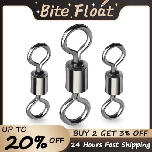 FISH EMPEROR 50pcs Bearing Swivel Fishing Connector 2#-12# Barrel Rolling Solid Rings For Fishhook Lure Link Fishing Accessories