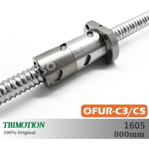 TBI Motion Double Nut Ground C3 C5 Ball screw 1605 600mm with DFUR1605 OFUR1605 Ballnut CNC anti backlash High Precision CNC