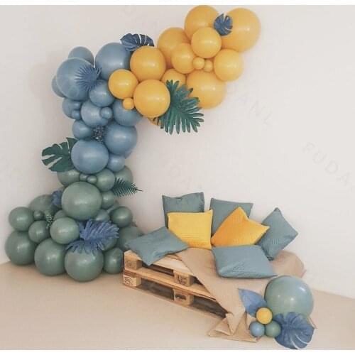 73Pcs Matte Avocado Green Yellow Balloons Arch Kit Maca Latex Garland Ballon Party Backdrop Wedding Birthday Baby Shower Globos