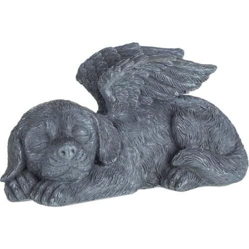Sleeping Dog Statues Angels Wing Figurines Garden Decoration Outdoor Home Decor Resin Sculpture Yard Garden Decor tuin jardín