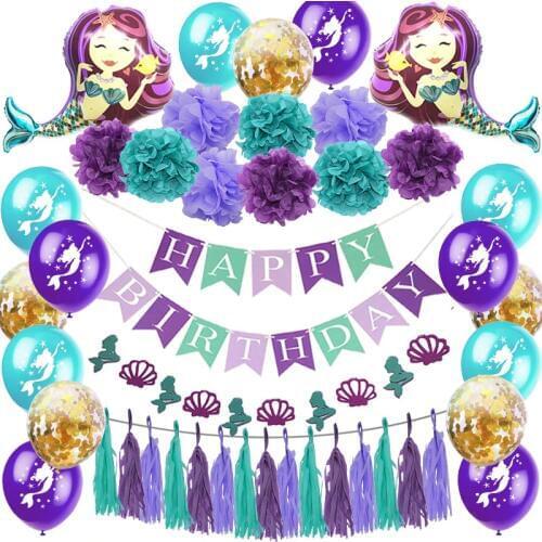 Little Mermaid Party Supplies Mermaid Balloon Banner Decoration Mermaid Birthday Party Favors Kids Birthday Parties Decorations