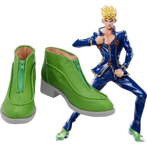 JOJO Giorno Green Shoes Cosplay JoJos Bizarre Adventure Golden Wind Giorno Giovanna Cosplay Boots Customized Shoes