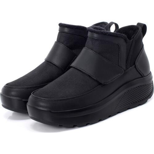 Snow Boots Women Shoes Warm Plush Fur Ankle Boots Winter Female Slip On Flat Platform Causal Shoes Waterproof Footwear Botas