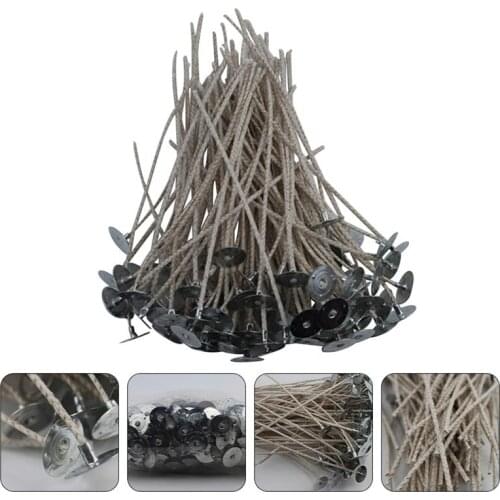 200pcs Wicks With Sustainer Cotton Core Waxed Candle Wicks For Candle Making Large Base 15cm Special Candle Wick For Soybean Wax