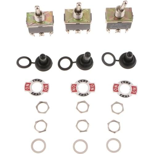 3 X Heavy Duty 15A 250V AC Single Pole SPDT (ON)/OFF/(ON) Momentary Rocker Toggle Switches