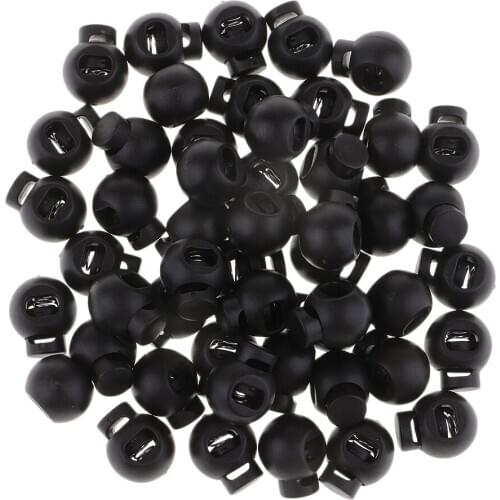 50Pcs Plastic Spring Cord Lock End Round Toggle Stoppers for Camping, Hiking, Shoelace Replacement, Sports, Backpacks 15mm