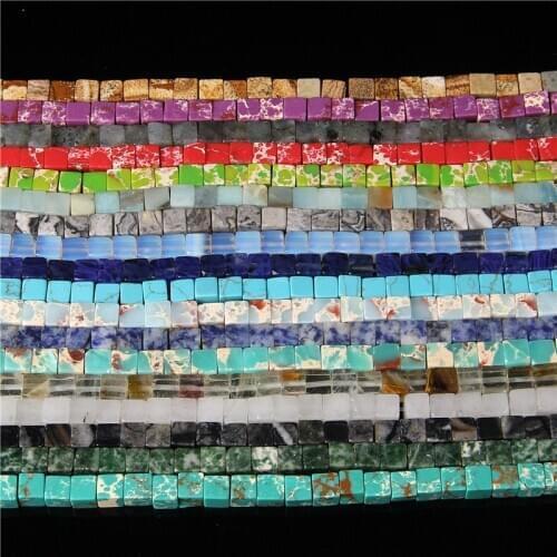 6X6mm Natural Square Gemstones Beads Imperial Lapis Lazuli Spacer Beads For Jewelry Making DIY Bracelet Earrings Accessories