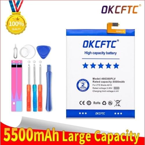 OKCFTC Original 5500mAh 466380PLV Battery For ZTE BLADE A610 A610C A610T BA610C BA610T High Quality Rechargeable battery