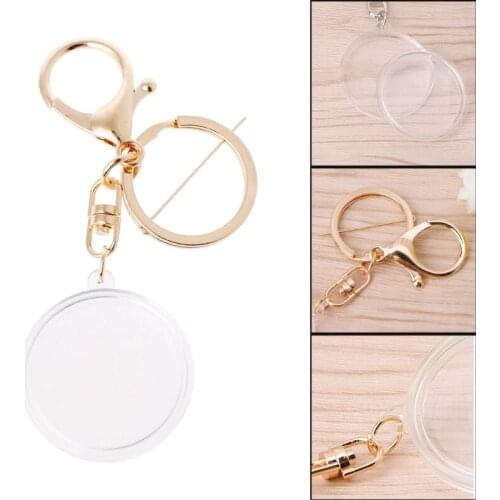 Acrylic Coin Holder Capsule With Pad Ring For 30mm 27mm Keyring Alloy Keychain
