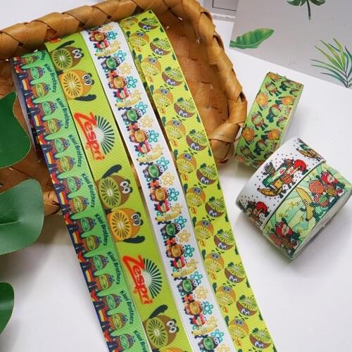 DIY Cartoon Kiwi Fruit Printed Grosgrain Ribbon For Craft Supplies Sewing Accessories 50 Yards. 43480