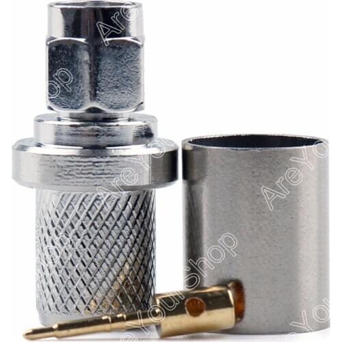 Areyourshop SMA Male Plug Crimp RG8 RG213 LMR400 RG214 9913 Cable Straight 10Pcs Connector 50ohm Brass Plug Jack