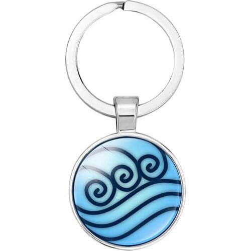 Avatar: The Last Airbender Keychain Air Nomad Fire And Water Tribe Glass Cabochon Pendant Keyring Men Women Jewelry Chaveiro