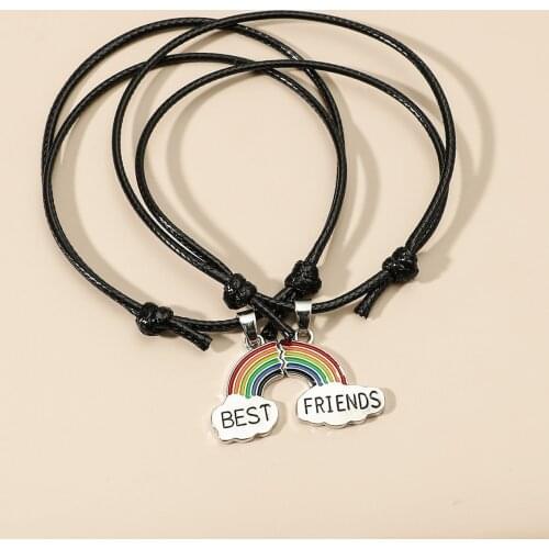 1 Pair Rainbow Best Friend Stitching Charm Bracelet For Women Men Girls Boys Trendy Paired Couple Bracelet Fashion Jewelry