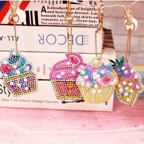 Ice Cream Special Shaped Diamond Painting Heart Keyring Keychains Cross Stitch Embroidery Women Bag Key Chain Pendant