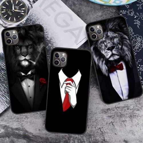 Suit male lion shirt Phone Case for iPhone 7 8 11 12 Pro X XS XR Samsung A S 6 7 9 10 51 70 mobile bags