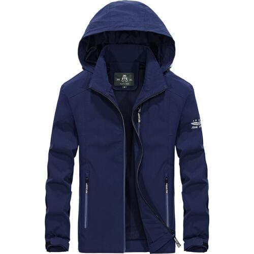 Spring Autumn Hooded Jacket Windbreaker Mens Jakcet Big Size OUTWEAR Coat Windproof Breathable Casual Loose Male Clothing