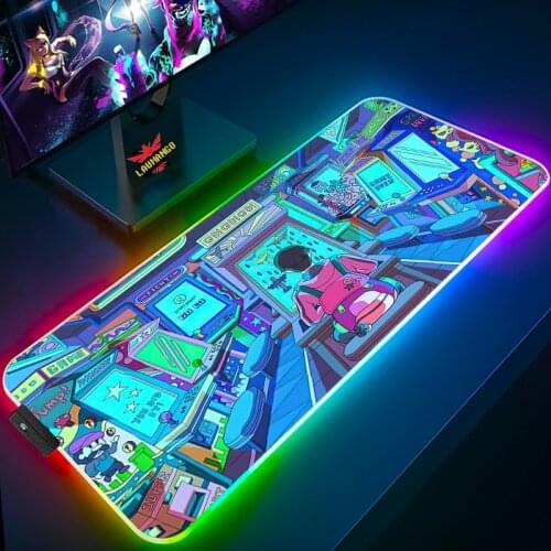 Cartoon RGB Mousepad Gaming Large LED Gamer Mouse Pad Luminous RGB LED Desktop Gaming Mouse Pad Cushion Computer Accessories