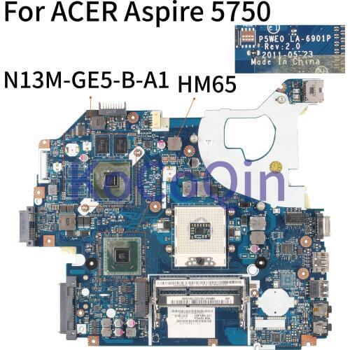 KoCoQin Laptop motherboard For ACER Aspire 5750 5750G GT520M Mainboard P5WE0 LA-6901P HM65 N13M-GE5-B-A1