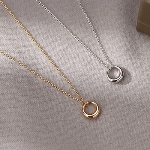 New 925 Sterling Silver Necklace Shining Round Pendant Choker O-Chain Wedding Gift For Girls Exquisite Accessories SNK001