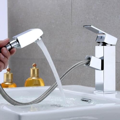 Bathroom Faucet Tap 2 Color Pull-out Ceramic Plate Spool Sink Faucet Basin Washbasin Tap Bathroom Accessories