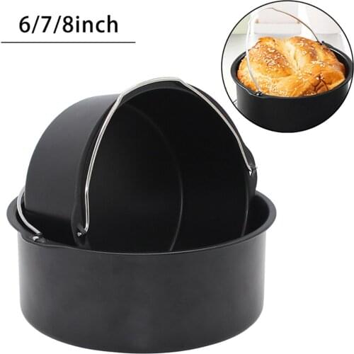 6/7/8Inch Round Baking Mold Air Fryer Basket Tray Cake Mould Non Stick Pan Carbon Steel + Non-stick Coating Bakeware Cake Tools
